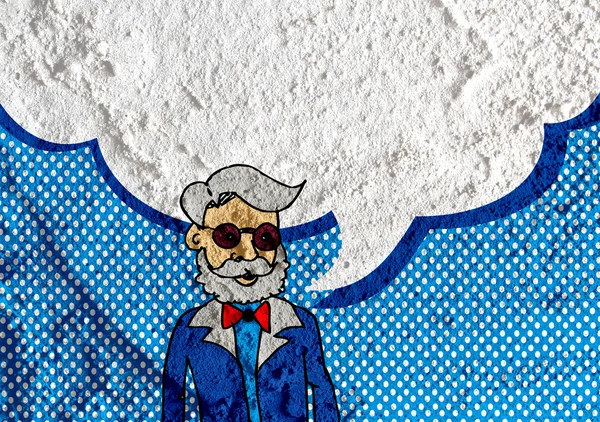 İnsanların düşünme insanlar konuşmak ve konuşma balonu çimento duvar 