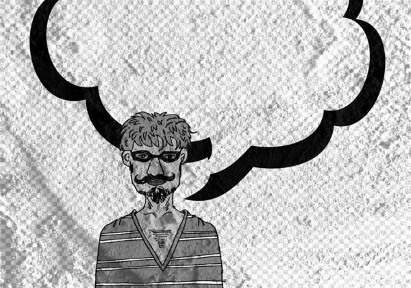 İnsanların düşünme insanlar konuşmak ve konuşma balonu çimento duvar 