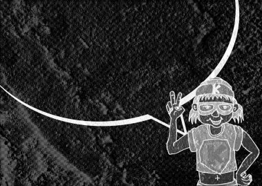 İnsanların düşünme insanlar konuşmak ve konuşma balonu çimento duvar 