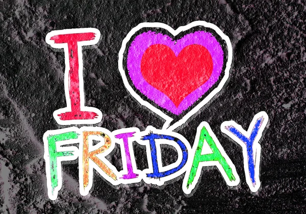 I love friday font type signs on Parede de cimento Textura de fundo — Fotografia de Stock