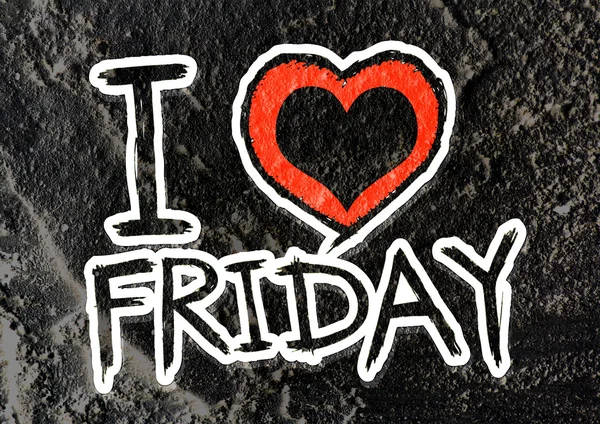 I love friday font type signs on Cement wall Background texture — Stock Photo, Image