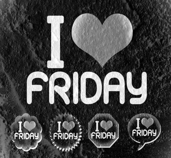 I love friday font type signs on Cement wall Background texture — Stock Photo, Image