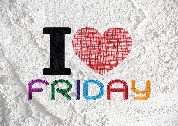 I love friday font type signs on Cement wall Background texture — Stock Photo, Image