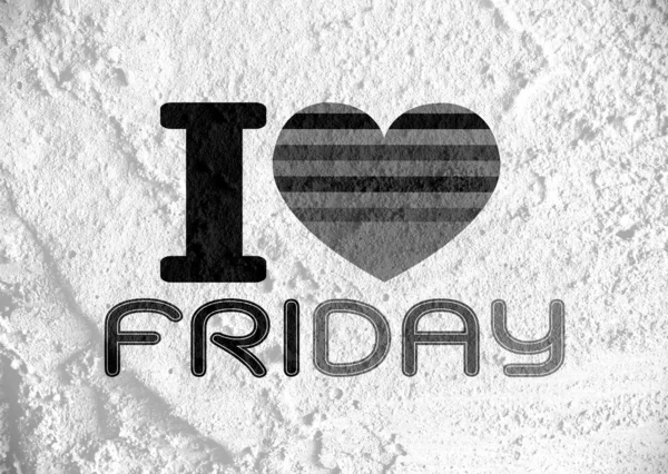 I love friday font type signs on Parede de cimento Textura de fundo — Fotografia de Stock