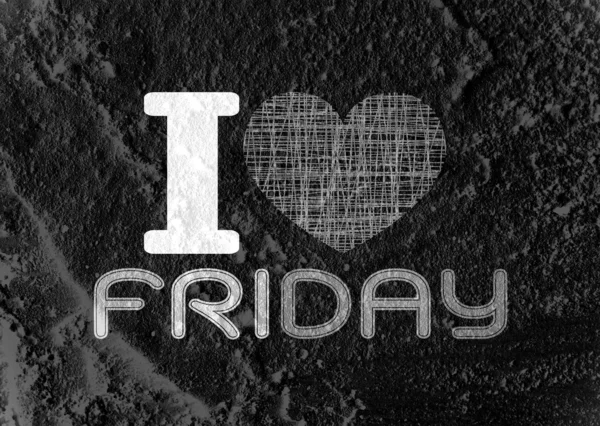 I love friday font type signs on Parede de cimento Textura de fundo — Fotografia de Stock