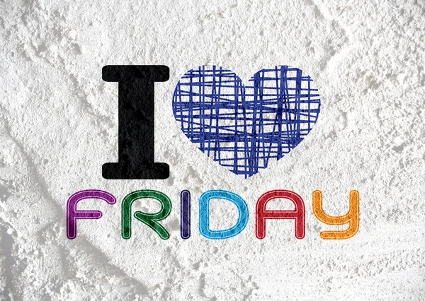 I love friday font type signs on Parede de cimento Textura de fundo — Fotografia de Stock