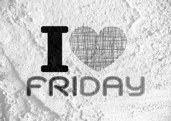 I love friday font type signs on Cement wall Background texture — Stock Photo, Image