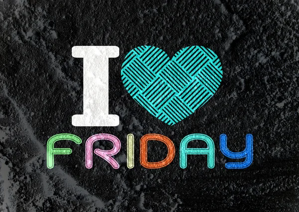 I love friday font type signs on Cement wall Background texture — Stok Foto