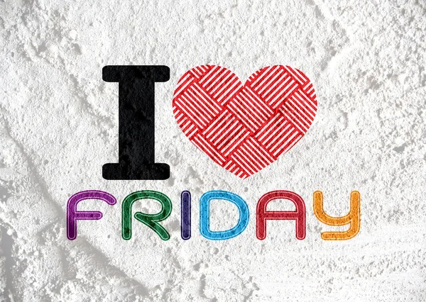 I love friday font type signs on Cement wall Background texture — Stok Foto