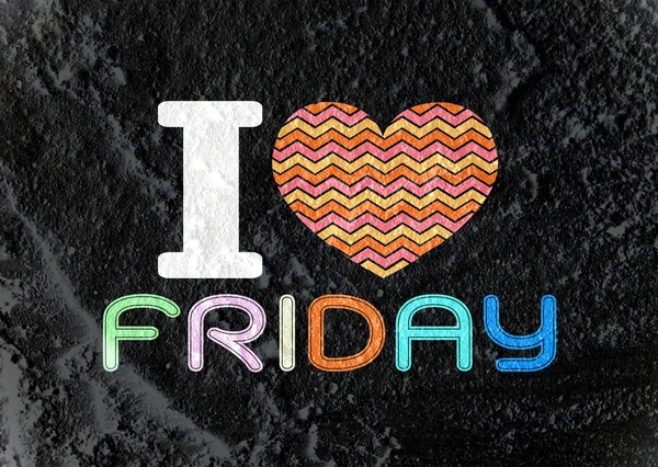 I love friday font type signs on Cement wall Background texture — Stock Photo, Image