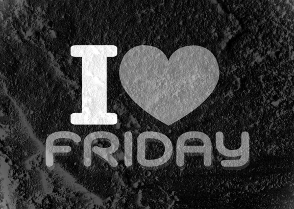 I love friday font type signs on Parede de cimento Textura de fundo — Fotografia de Stock