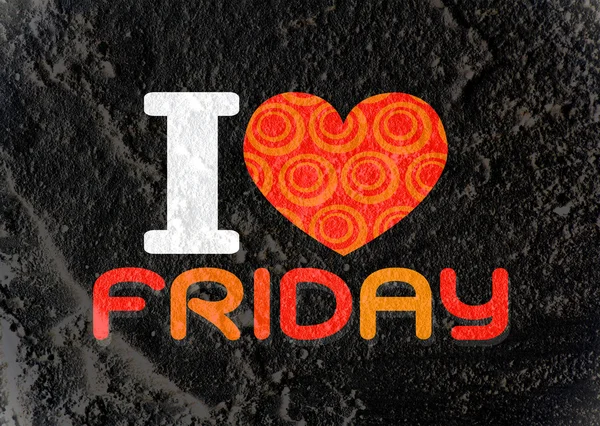 I love friday font type signs on Cement wall Background texture — Stock Photo, Image