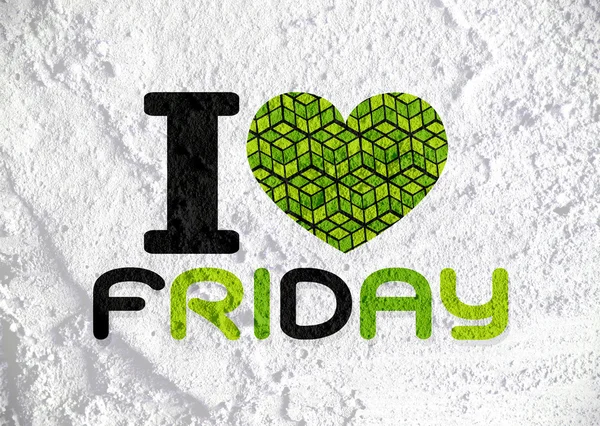 I love friday font type signs on Cement wall Background texture — Stock Photo, Image