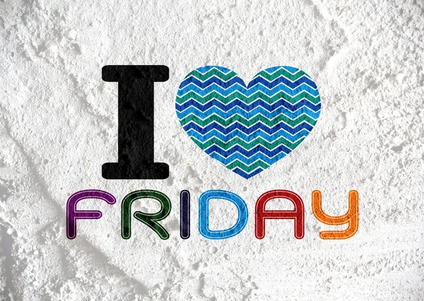 I love friday font type signs on Cement wall Background texture — Stock Photo, Image