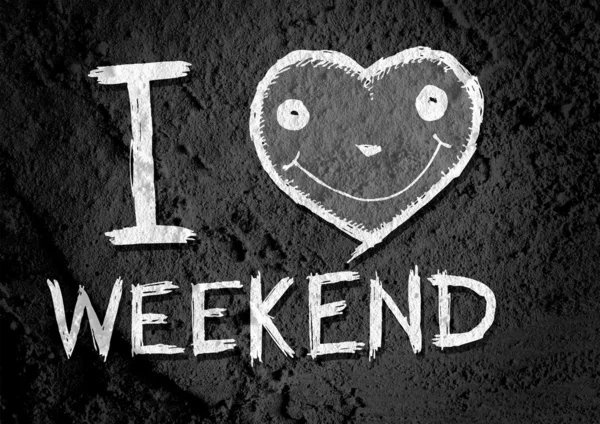 I love weekend on Cement wall Background texture — Stock Photo, Image