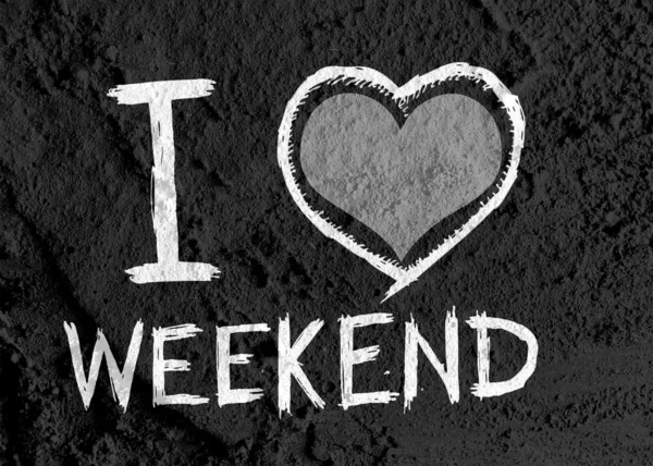 I love weekend on Cement wall Background texture — Stock Photo, Image