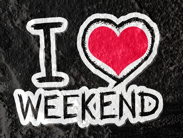 I love weekend on Cement wall Background texture — Stock Photo, Image