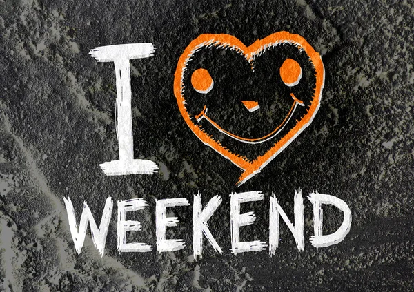 I love weekend on Cement wall Background texture — Stock Photo, Image