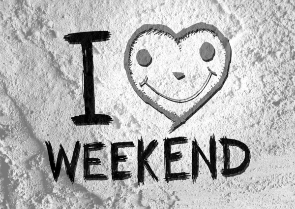 I love weekend on Cement wall Background texture — Stock Photo, Image