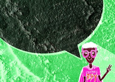 İnsanların düşünme insanlar konuşmak ve konuşma balonu çimento duvar 