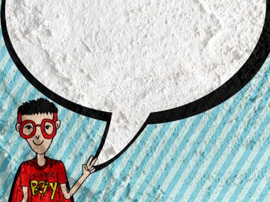 İnsanların düşünme insanlar konuşmak ve konuşma balonu çimento duvar 
