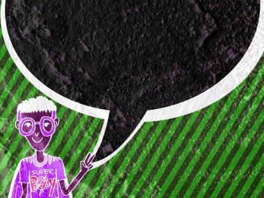 İnsanların düşünme insanlar konuşmak ve konuşma balonu çimento duvar 