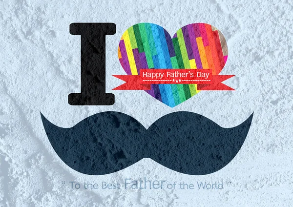 Father's Day card with mustache  on Cement wall texture backgrou — Stock Photo, Image