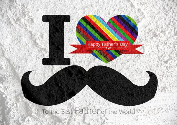 Father's Day card with mustache  on Cement wall texture backgrou — Stock Photo, Image