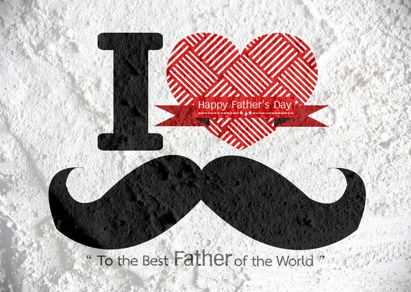 Father's Day card with mustache  on Cement wall texture backgrou — Stock Photo, Image