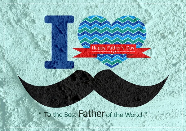 Father's Day card with mustache  on Cement wall texture backgrou — Stock Photo, Image