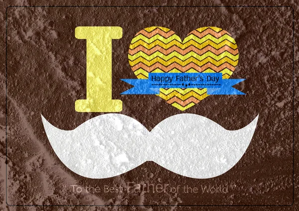 Tarjeta del Día del Padre con bigote en textura de pared de cemento backgrou —  Fotos de Stock