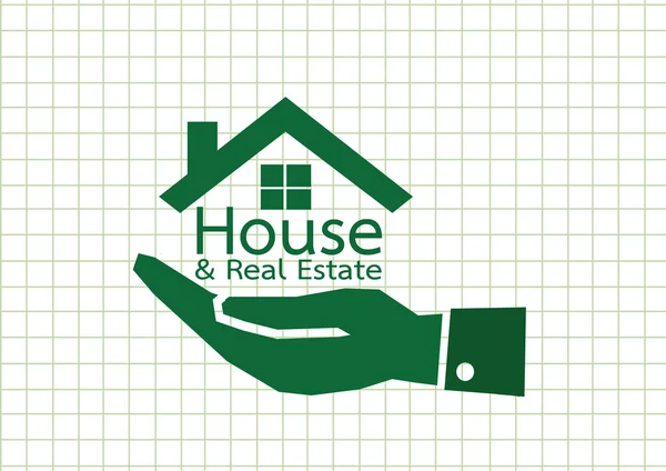 Ícone Mão e Casa Conceito imobiliário — Vetor de Stock