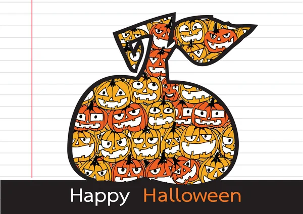 Tarjeta de Halloween con calabaza — Vector de stock