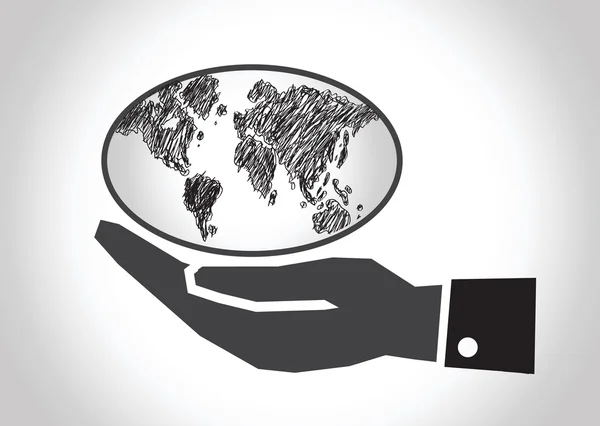 Hand holding world globe map — Stock Vector