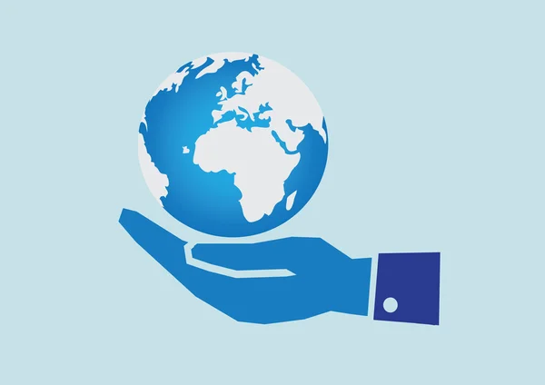 Hand holding world globe — Stock Vector