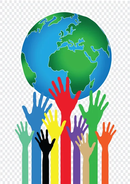 Hånd Holding Verden og globe hender ide – stockvektor