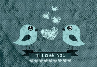 Aşk kuşları düğün kartı
