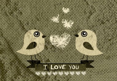 Aşk kuşları düğün kartı