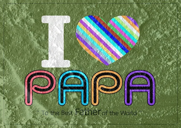 Happy fars dag-kort, älskar Papa på Cement vägg textur backg — Stockfoto