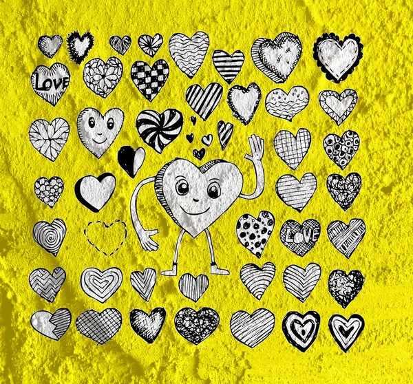 Hart tekening en de dag van Valentijnskaarten harten voor uw werken — Stockfoto