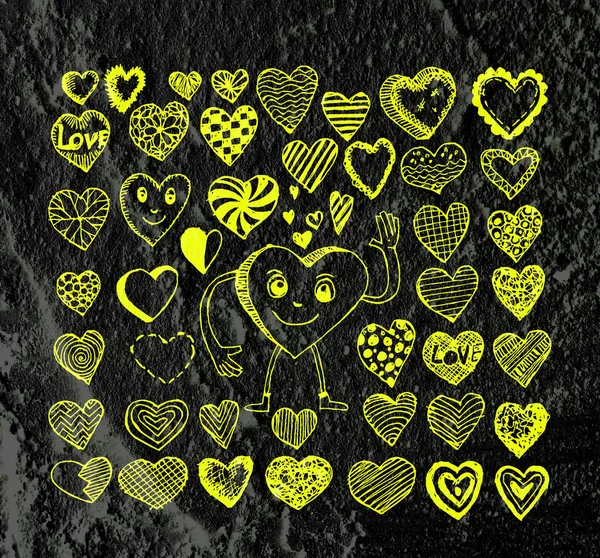 Rysunek serce i serca Walentynki na Twoje prace — Zdjęcie stockowe