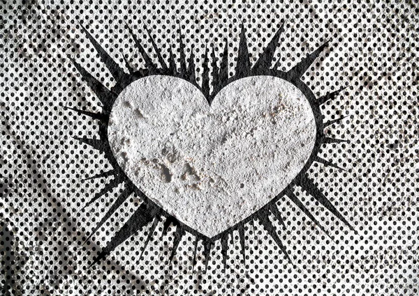 Tarjeta de felicitación del día de San Valentín feliz en pared de cemento textura respaldo — Foto de Stock