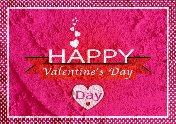 Happy Valentine's Day Greeting Card on Cement wall texture backg — Stock Photo, Image