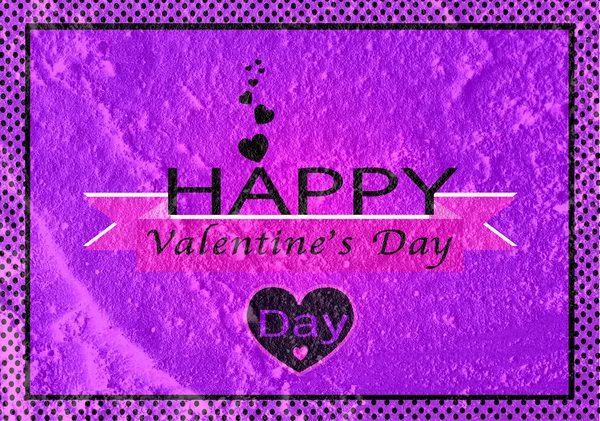 Happy Valentine's Day Greeting Card on Cement wall texture backg — Stock Photo, Image