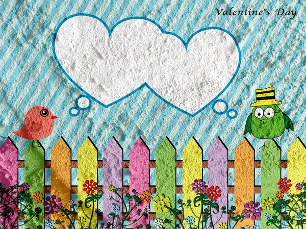 Vogel en Happy Valentine's Day wenskaart — Stockfoto