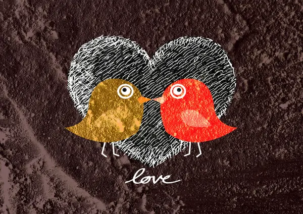 Aşk kuşları düğün kartı — Stok fotoğraf