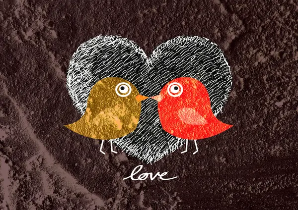 Love birds per biglietto da sposa — Foto Stock