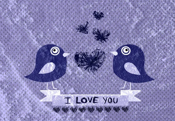 Oiseaux amoureux pour carte de mariage — Photo