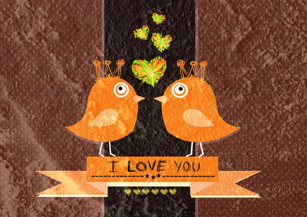 Aves de amor para cartão de casamento — Fotografia de Stock