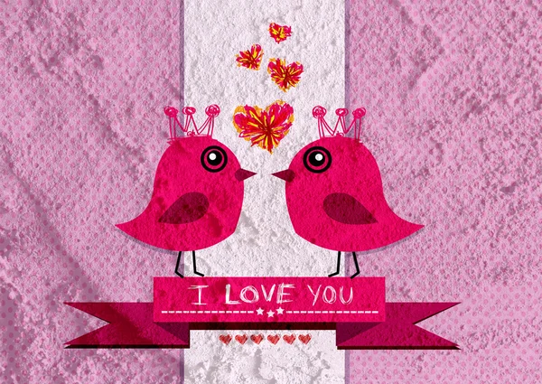 Oiseaux amoureux pour carte de mariage — Photo